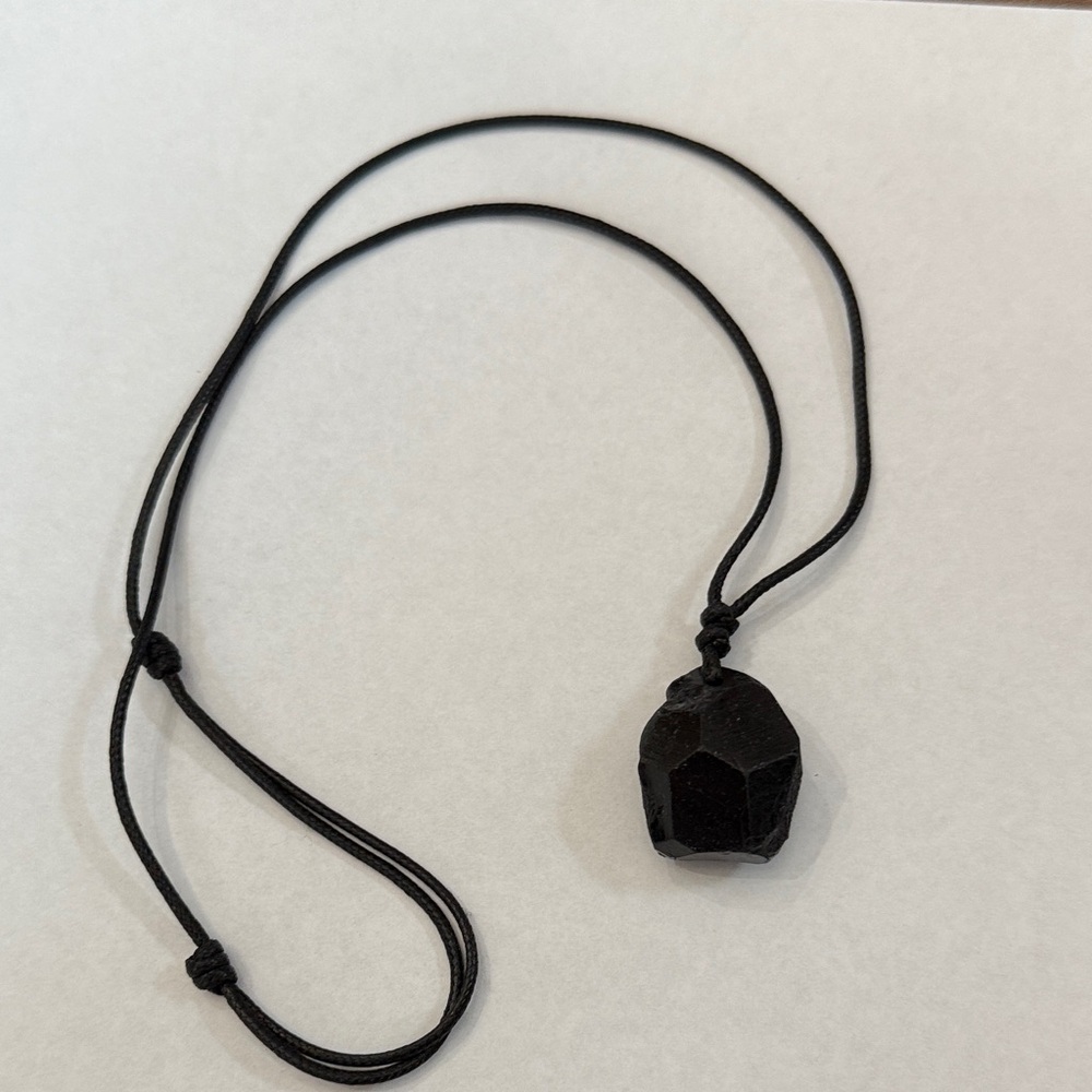 Raw Black Tourmaline Pendant Necklace